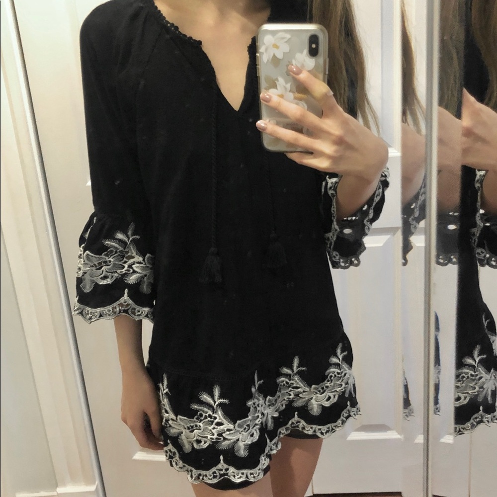 Embroidered tunic dress/swim cover